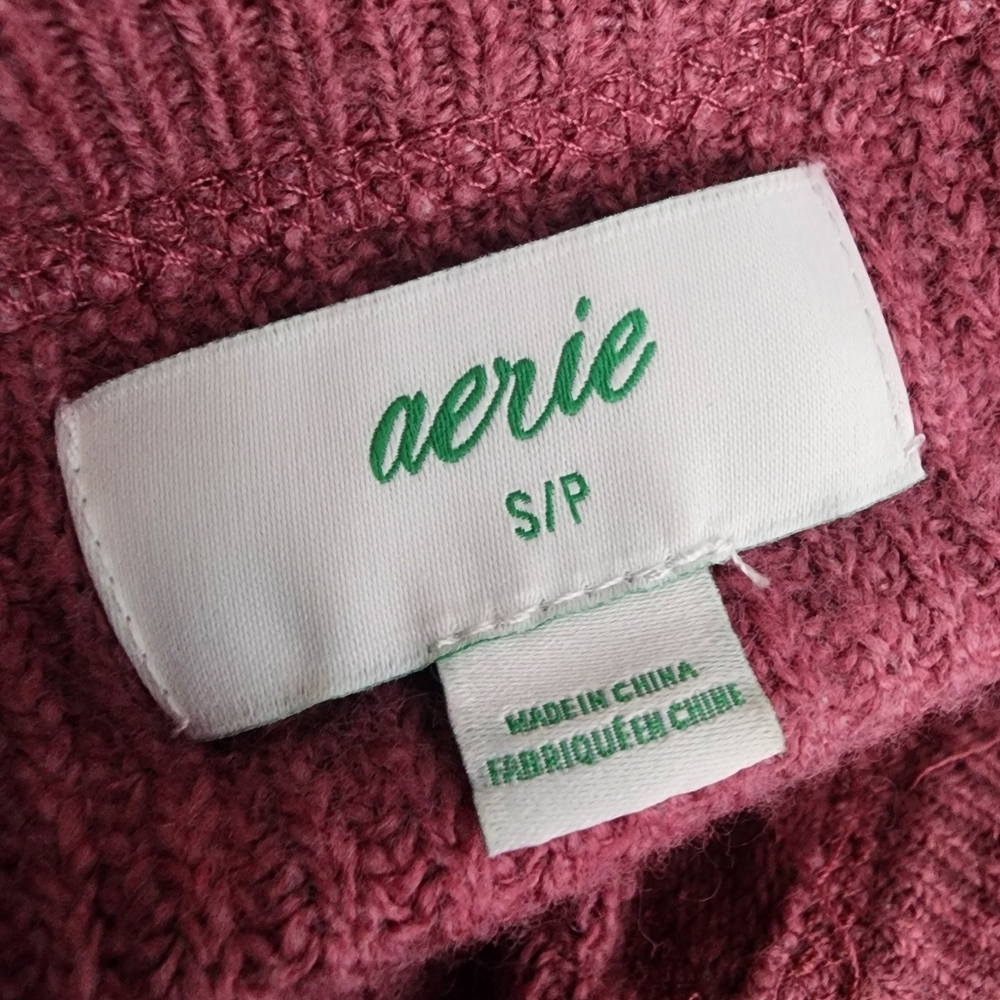 Aerie Oversized Mauve Pink Crew Neck Sweater Women's Small S Lounge Warm EUC - Picture 4 of 6